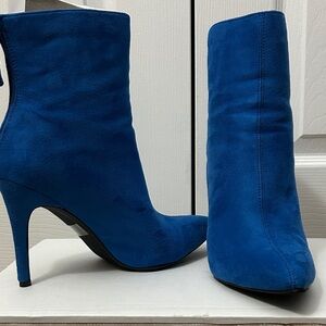 Blue Suede Women's Ankle Boots
